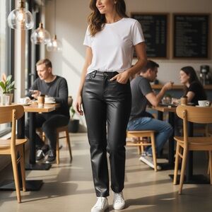 Mango MGN Faux Leather Trouser‎ Pants size 8